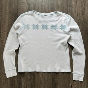 Vintage Y2K GAP Snowflake Ski Thermal Waffle Raw Longsleeve